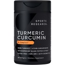 Sports Research® Turmeric Curcumin C3 Complex® w/BioPerine Black Pepper Extract & Organic Coconut Oil - Standardized 95% Curcuminoids · Non-GMO · Gluten Free - 120 Count Softgels