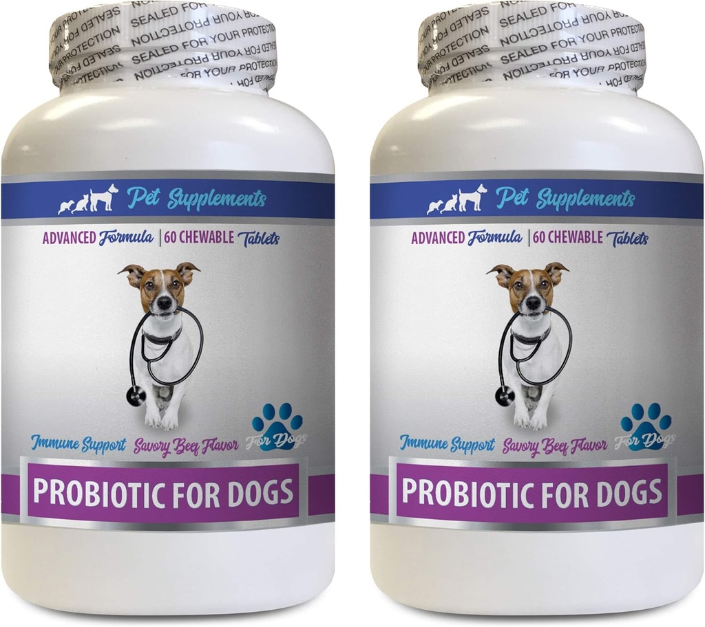 Dog Digestive probiotics Restore - PROBIOTICS for Dogs - Healthy Gut - Stop Gas Diarrhea and Bad Breath - Digestive Boost - acidophilus for Dogs - 2 Bottles (120 Treats)