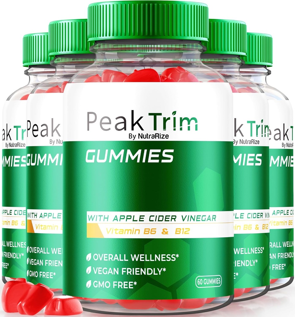 (5 Pack) PeakTrim Keto Gummies, Official PeakTrim Keto ACV Gummies, All Natural Keto Gummy, Apple Cider Vinegar 1000MG, Maximum Strength Weight Loss Supplement to Support Fitness, Review (300 Gummies)