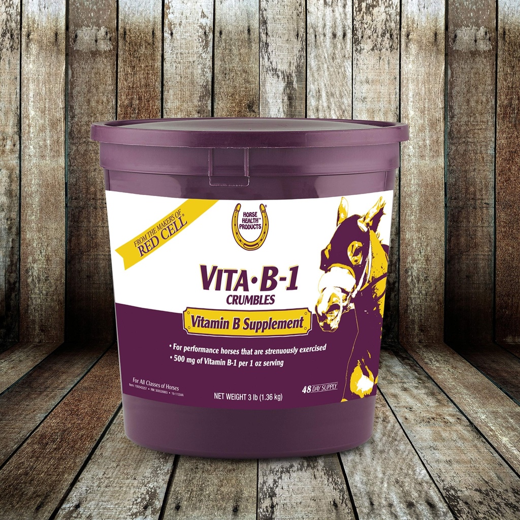 Farnam Horse Health Vita B-1 Crumbles Supplement for Horses, Supports optimal muscle activity and metabolism for performance, 3 pounds, 48 day supply