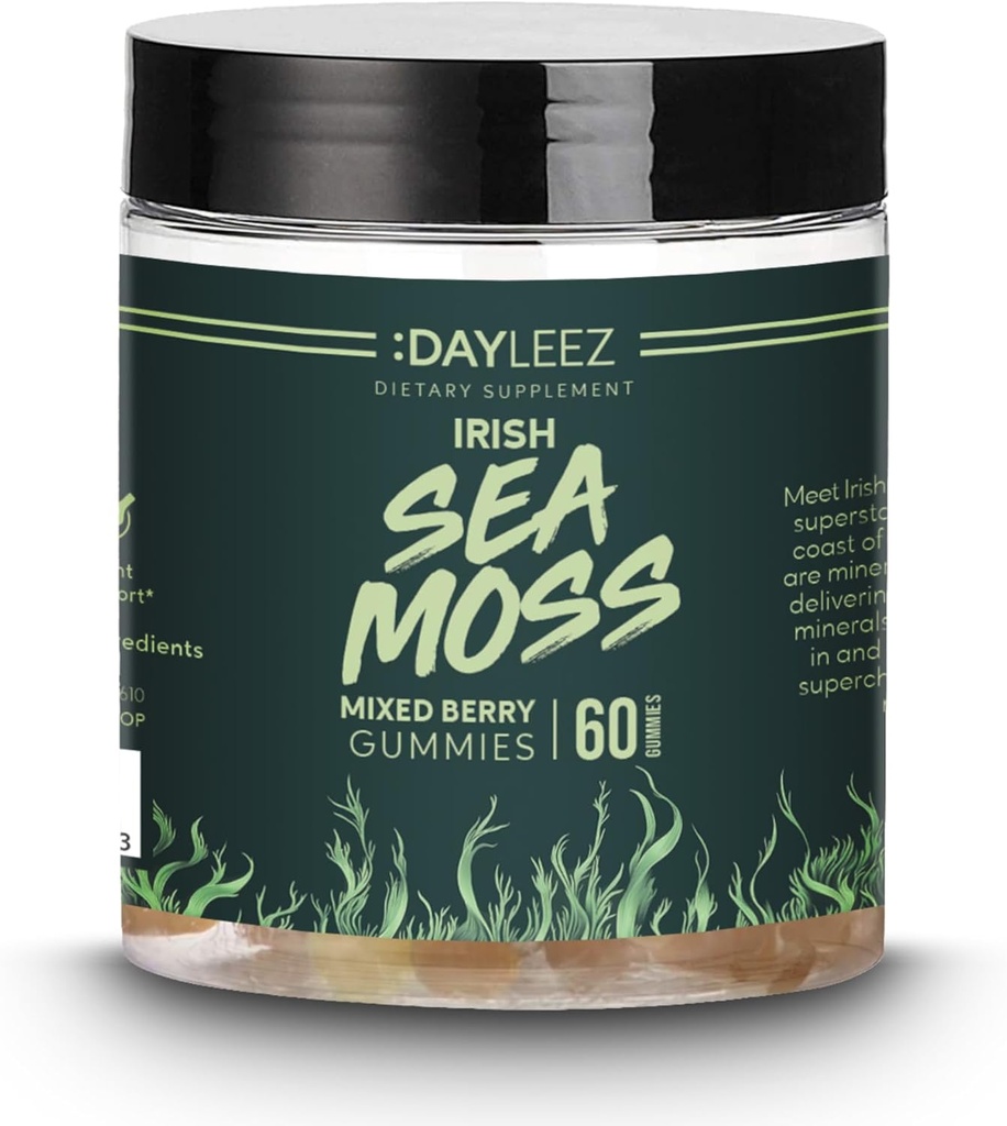 Irish Sea Moss Gummies - Natural Immune Support & Digestive Health - Vegan, Non-GMO, Gluten-Free - 60 Count - Premium Sea Moss Supplement for Energy & Wellness