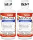 Vital Earth Minerals Fulvic Minerals Liquid – Fulvic Acid Supplement with 70+ Trace Minerals, Electrolytes for Energy & Vitality, 32 Oz Ea + 1 Oz Cup