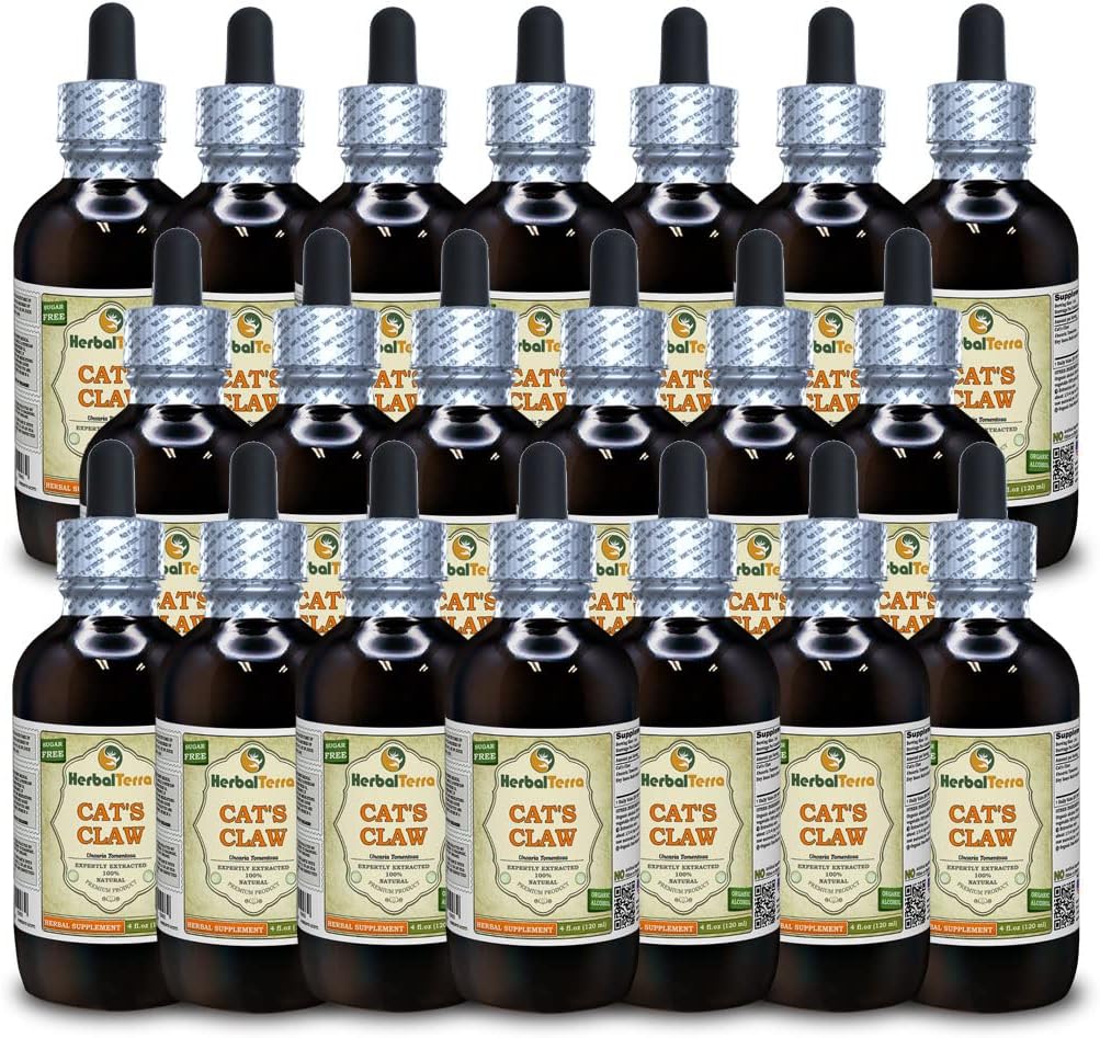 Cat's Claw (Uncaria Tomentosa) Tincture, Dried Inner Bark Liquid Extract (Brand Name: HerbalTerra, Proudly Made in USA) 20x4 fl.oz (20x120 ml)