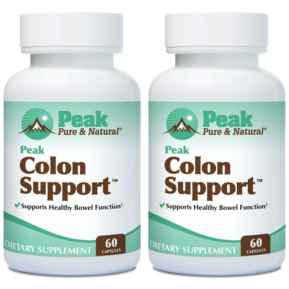 Peak Pure & Natural Colon Support - Colon Cleanse and Detox Supplement for Digestive Health - Gut Health Support with Inulin and Senna Leaf Extracts - with Fiber, Prebiotics, and Probiotics - 2 Pack