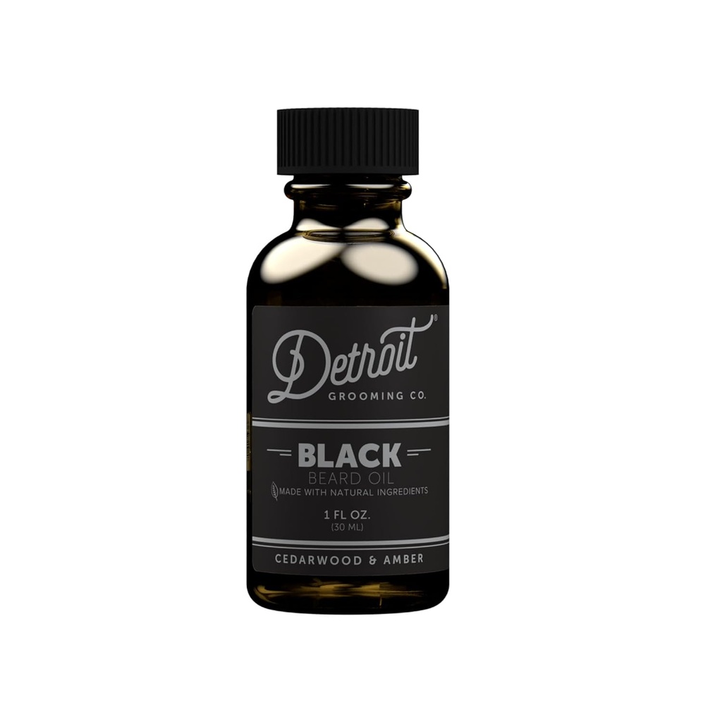 Detroit Grooming Beard Oil | Hydrating & Nourishing Formula with Vitamin | Cedarwood & Amber • Black (1 oz)