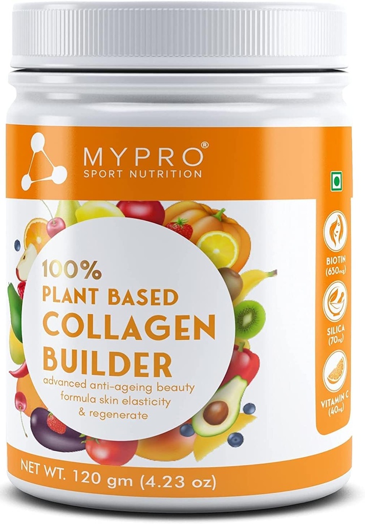 Cuty Sport Nutrition Plant Base Collagen Builder Enriched with (Biotin,Silica,Sesbania,Bamboo Shoot) Advanced Anti-ageing Beauty Formula Skin Elasticity & Regenerate, for Men & Women, 4.23 oz