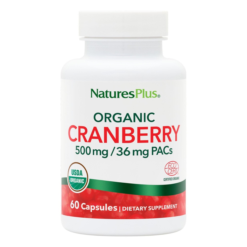 NaturesPlus Organic Cranberry 500 mg - 60 Capsules - Helps Promote Healthy Urinary Tract - USDA Certified Organic, Vegan, Gluten Free, Non-GMO - 30 Servings