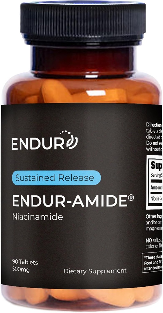 ENDUR-Amide Supplement, Helps Support Healthy Aging & Cellular Wellness, Helps Maintain Skin & Whole Body Health, Gluten Free, 500mg (90 Tablets)