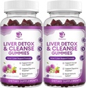 Liver Cleanse Detox & Repair Gummies - Extra Strength 14 in 1 Liver Support Supplement w/Milk Thistle Silymarin,Dandelion, Artichoke Extract & Elderberry - No Sugar, Liver Health Supplement -120 Ct