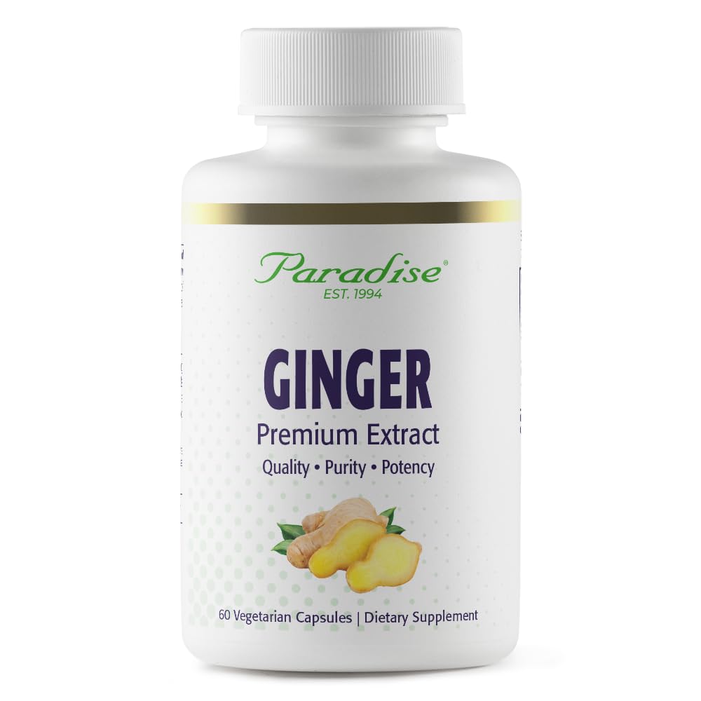 Paradise Herbs Premium Ginger Extract for Digestive Health, Super Potent, Ultra Pure, Vegan, Non-GMO, Gluten Free, 60 Vegetarian Capsules