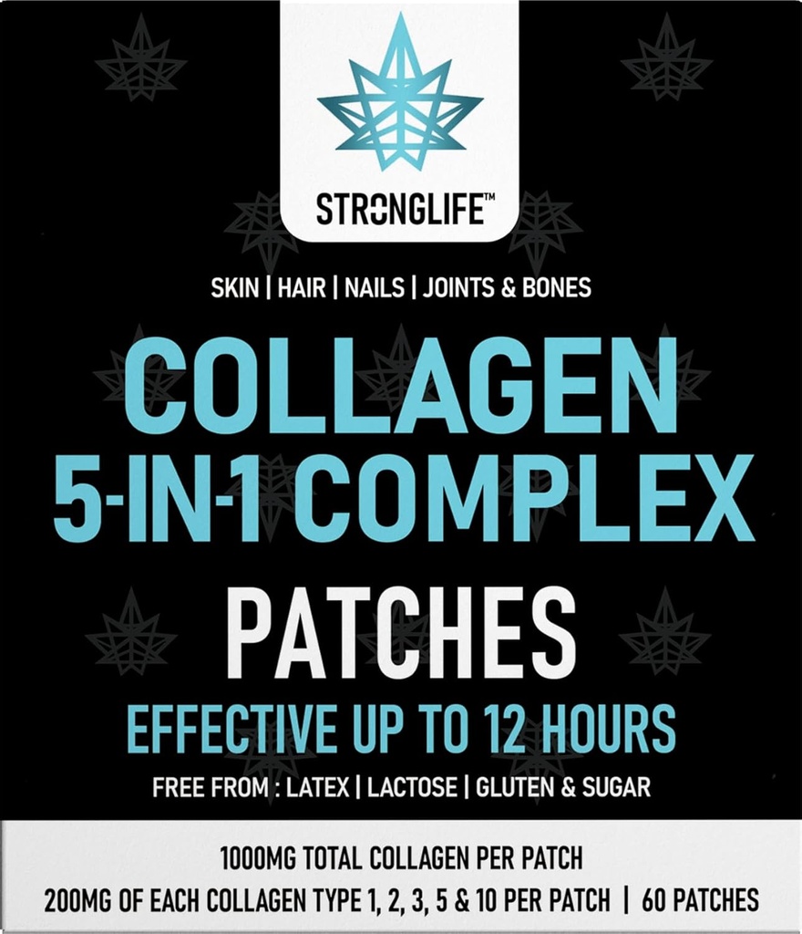 Collagen Complex Patches – Types 1, 2, 3, 5 | 60 Transdermal Patches for Skin, Hair, Nails, and Joint Health | High Absorption, Alternative to Powders and Capsules, Easy to Apply, Long-Lasting