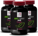 Gray Hair Supplement - Anti Gray Hair Complex - Gray Hair Reversal, Natural Shade, Color Protection, Hair Tone Revival, Hair Vibrancy, Gray Hair Revival, Bright Hair Tone 3 Bottles 180 Capsules