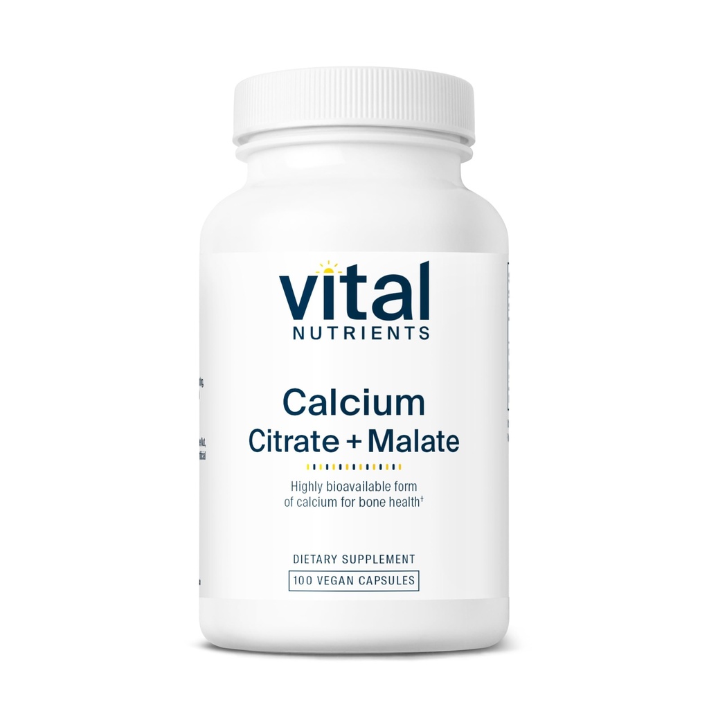 Vital Nutrients - Calcium (Citrate/Malate) - Most Bioavailable Form of Calcium - 100 Vegetarian Capsules per Bottle - 150 mg