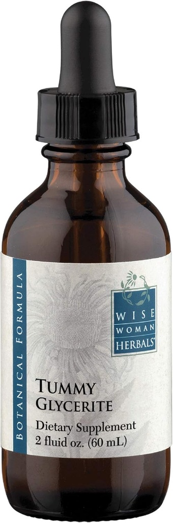 Wise Woman Herbals - Tummy Glycerite - 2 oz - All-Natural Stomach Aid - Helps with Stomach Discomfort, Queasiness, Gas and Bloating - Promotes Healthy Digestive Function and Abdominal Support