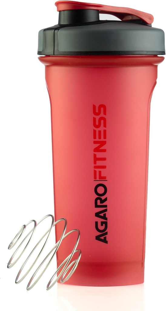 AGARO Magnum Shaker Bottle, 750 Ml, Steel Shaker Ball, Sipper Bottle Ideal for Protein, BPA Free, Leakproof, Red