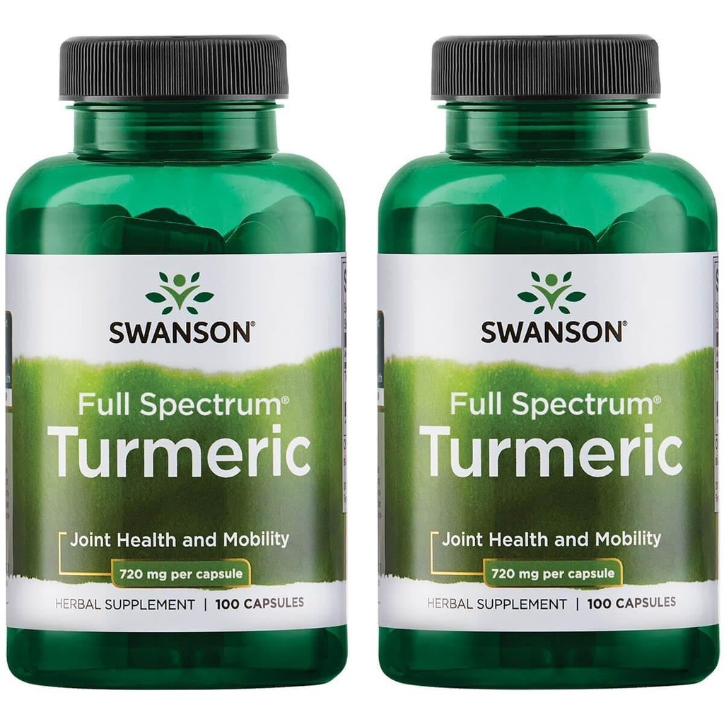 Swanson Premium Brand Turmeric Curcumin Antioxidant Joint Health Cardiovascular Liver Detox Mood and Memory Support Supplement Curcuma Longa (Rhizome) 1.44 Grams (1440 mg) 100 Capsules (Pack of 2)