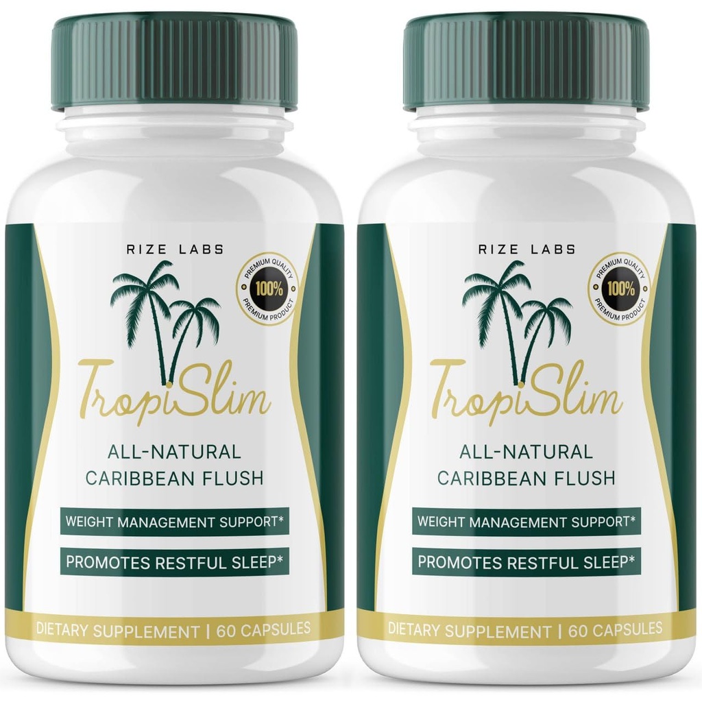 (Official 2 Pack) Tropislim, Tropislim All Natural Caribbean Flush, Weight Loss Supplement, Tropislim Slimming Capsules for Women, Healthy Lifestyle + Leaner Physique, Tropical Reviews (120 Capsules)