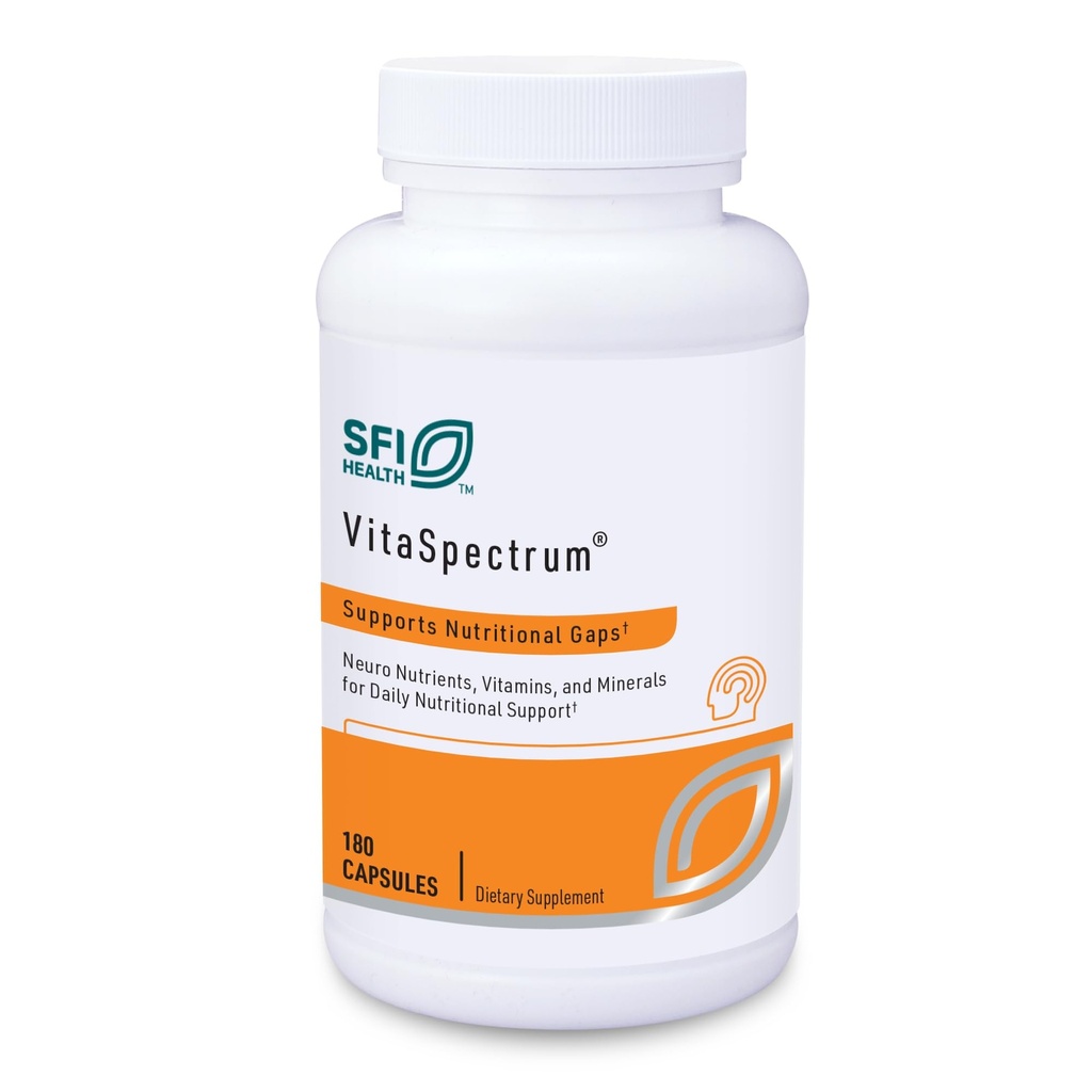 Klaire Labs SFI Health VitaSpectrum Capsules - Multivitamin for Kids with 28 Essential Nutrients Including Folate, B12, B6, Antioxidants, Vitamin E & D3 - No Copper or Iron, Gluten-Free (180ct)