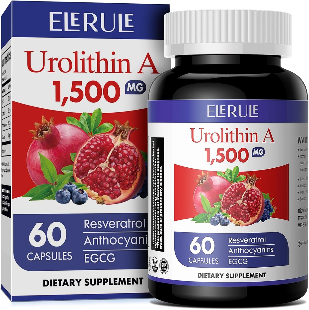 Urolithin A Supplement 1000 mg Plus Trans-Resveratrol, Anthocyanins, Green Tea,Promoting Healthy Aging,Supports Cellular and Energy for Men & Women, 60 Capsules-33