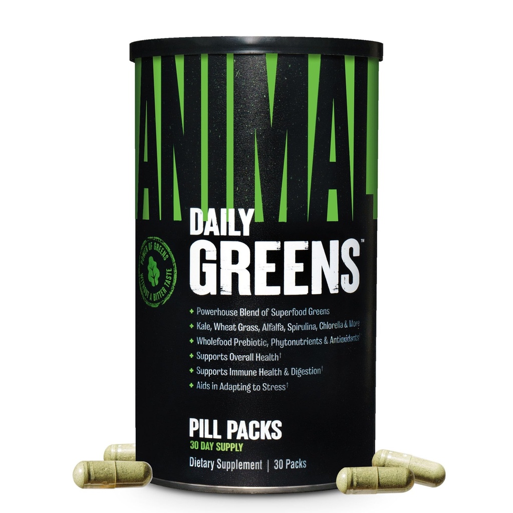 Animal Daily Greens Pill Packs - Kale, Wheat Grass, Alfalfa & More - Convenient Prebiotic and Probiotic Superfood Blend for Superior Digestion, Gut Health, and Immunity For Men & Women - 30 Day Supply