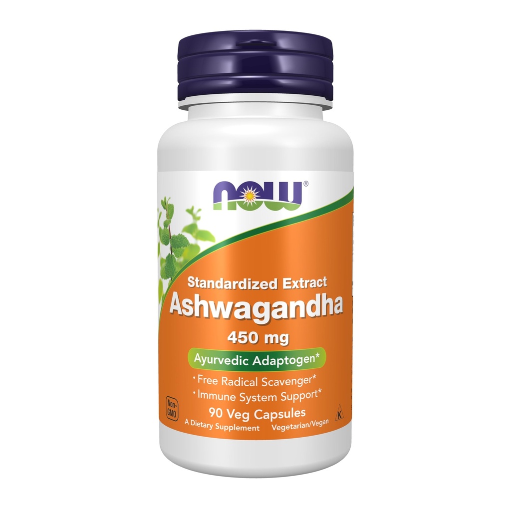 NOW Supplements, Ashwagandha 450 mg (Standardized Extract), 90 Veg Caps