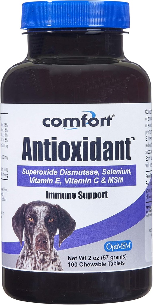 Kala Health COMFORT Antioxidant Supplement for Dogs, 100 Count, Immune Support and Helps Reduce Skin Allergies, Contains: MSM, Superoxide Dismutase, Selenium and Vitamin C & E, Made in The USA