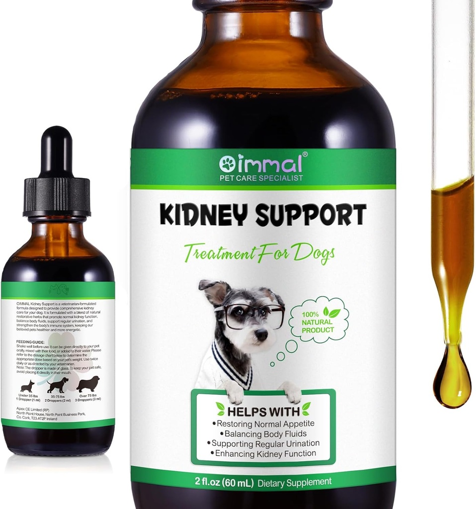 Pet Kidney Support for Dogs, Veterinarian Formulated, Supports Healthy Kidney Function in Dogs, Promotes Overall Physical Health and Vitality, Herbal Supplement, Easy to Absorb, 2 oz