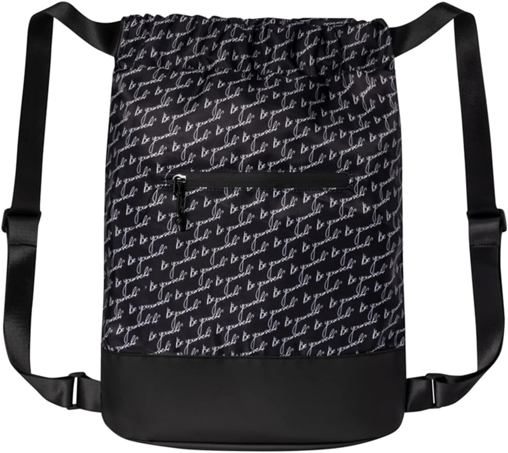 Flex Cinch Drawstring Gym Bag for Women with Graphic Designs | Durable Lightweight Gym Cinch Bags | Great for Gym Bag, Traveling, and Overnights | Black/White - Be Yourself