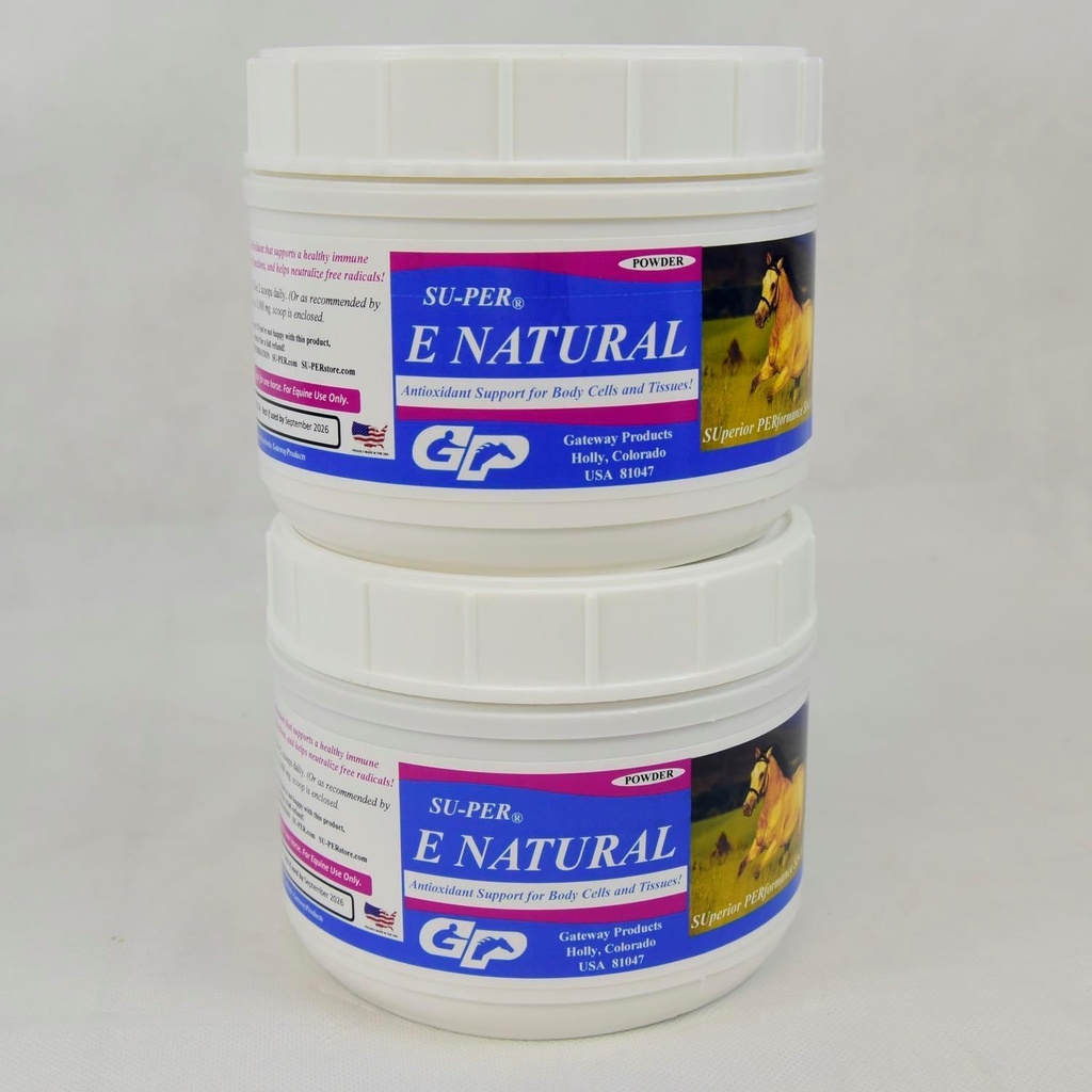 SU-PER E Natural Horse Vitamin E Supplement - Concentrated Vitamin E Supplement for Performance Horses - 1 Pound, (2 Pack)