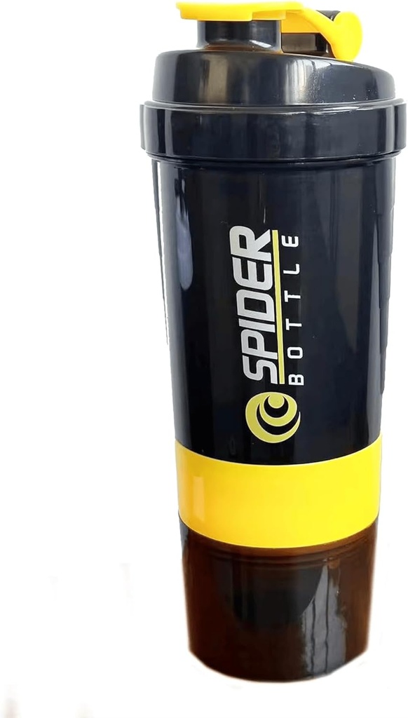 5 In 1 Protein Shaker Bottle - Professional Series Shaker Bottle for Protein Shakes And Pre Workout Gym Bottle,With Powder Storage,Pill Tray,Mixing Ball,Shakes Cup (yellow)