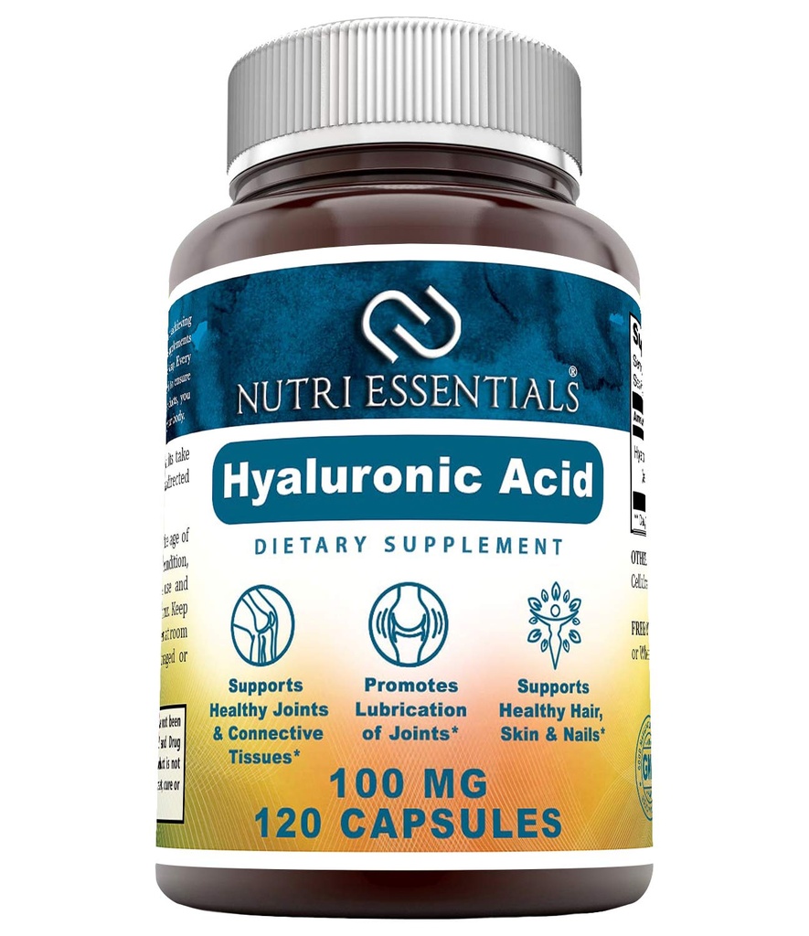 Hyaluronic Acid Dietary Supplement - 100 mg 120 Capsules (Non-GMO) - The Best Supplements for Joint Health, Skin Care & More*