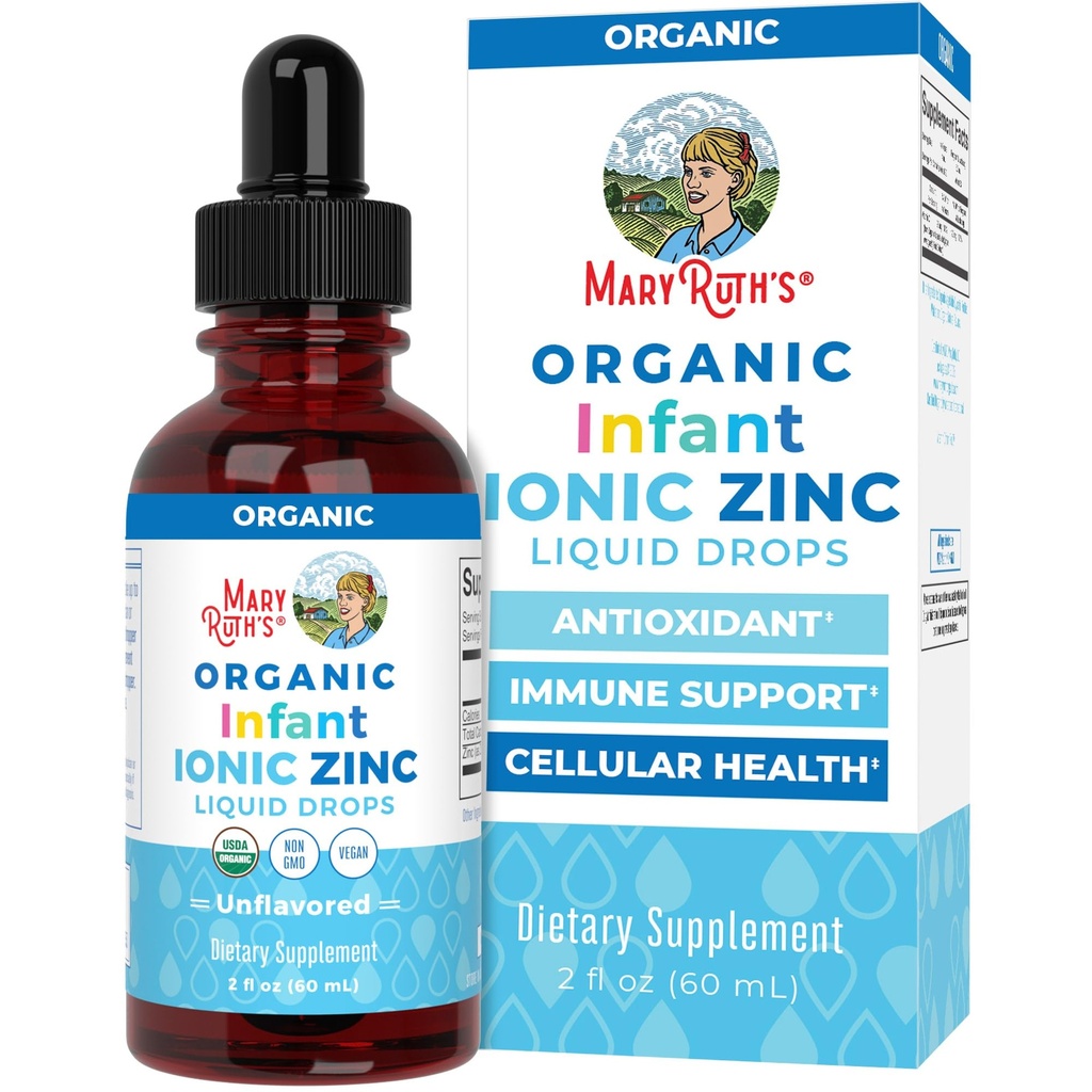 MaryRuth Organics Organic Infant Ionic Zinc Liquid Drops | Zinc Sulfate for Immune Support | Organic Glycerin | Antioxidant | Vegan | Formulated for Babies Ages 6-12 Months | 1 Month Supply | 2 Fl Oz