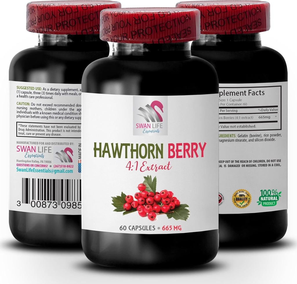 hawthorn extract supplement - HAWTHORN BERRIES EXTRACT - hawthorn berry antioxidant, hawthorn berry extract capsules, berry extract powder, wild berry energy, hawthorn energy 1 Bottle 60 Capsules