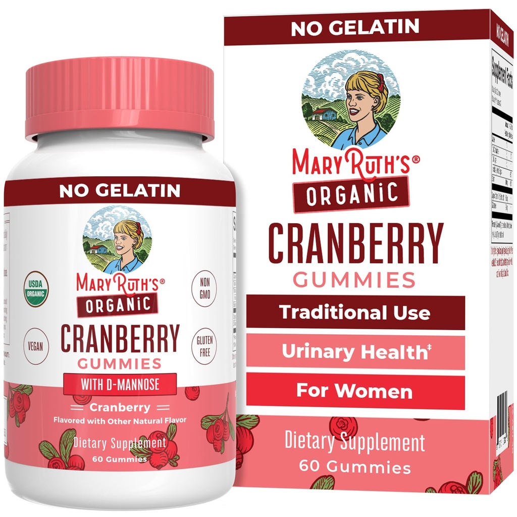 MaryRuth Organics Organic Cranberry Gummies - 500mg Supplement | Urinary Tract Health for Women | with D Mannose | Traditional Use | USDA Organic | Vegan | Non GMO | 30 Servings