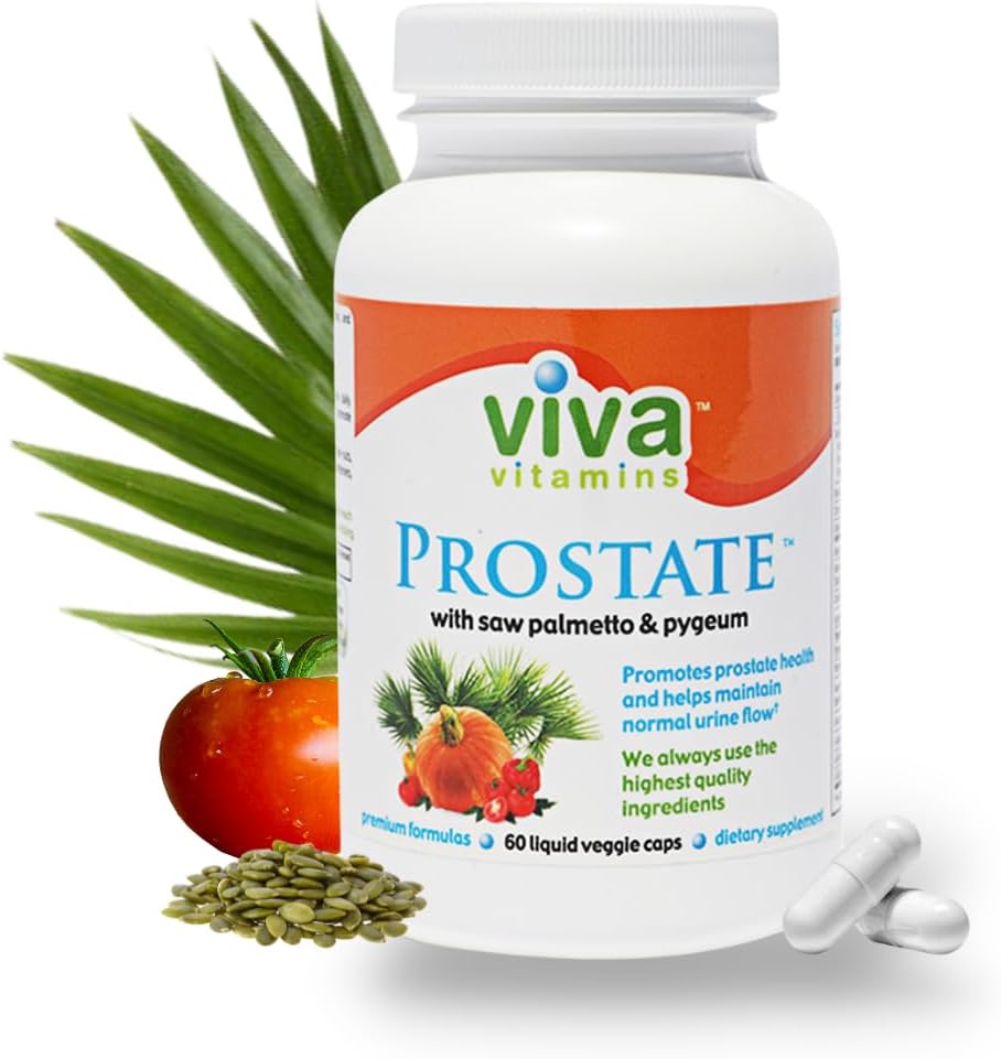 Viva Vitamins Prostate Health Supplements for Men - with Pygeum, Pumpkin Seed Oil, and Saw Palmetto for Men, Prostate Supplements for Men, Prostate Formula for Bladder Health, 60 Veggie Caps