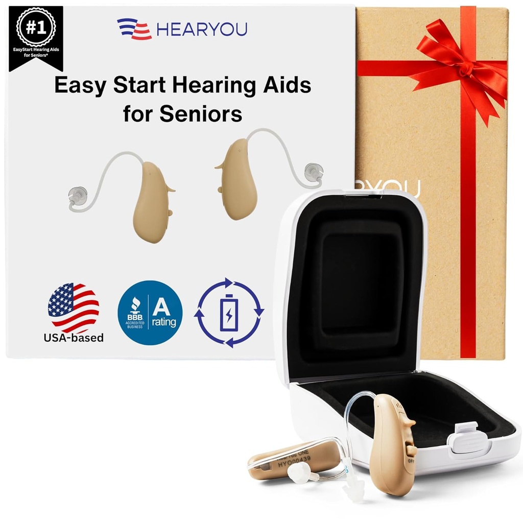 Rechargeable Digital Hearing Aids, 16-Channel Sound Processing, Premium Comfort Design, Pair (Sand Beige)
