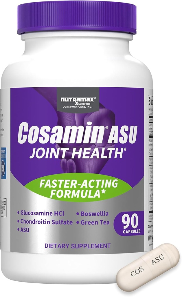 Cosamin Nutramax Laboratories ASU Joint Health Supplement with Glucosamine, Chondroitin & ASU for Men’s & Women's Joint Health, 90 Capsules