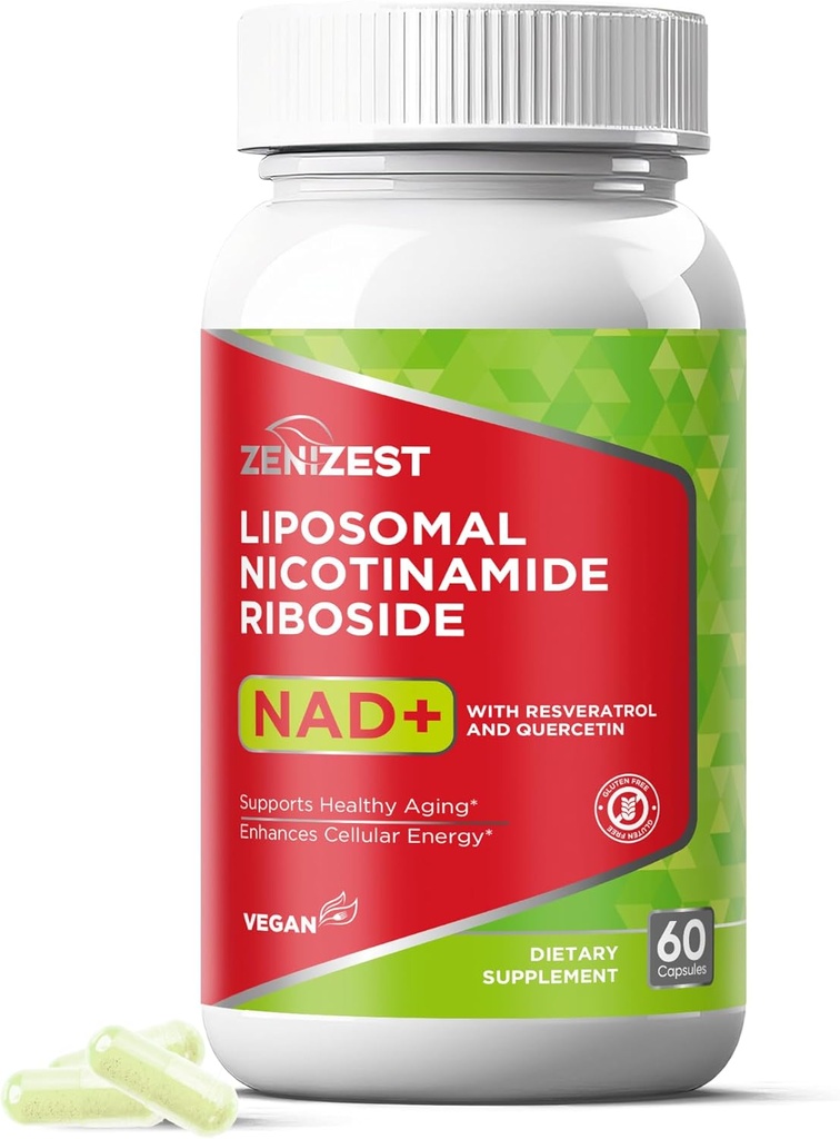 NAD+ Supplement NMN Alternative - Liposomal Nicotinamide Riboside with Resveratrol & Quercetin for Anti Aging Cell Regeneration Energy Focus for Men Women