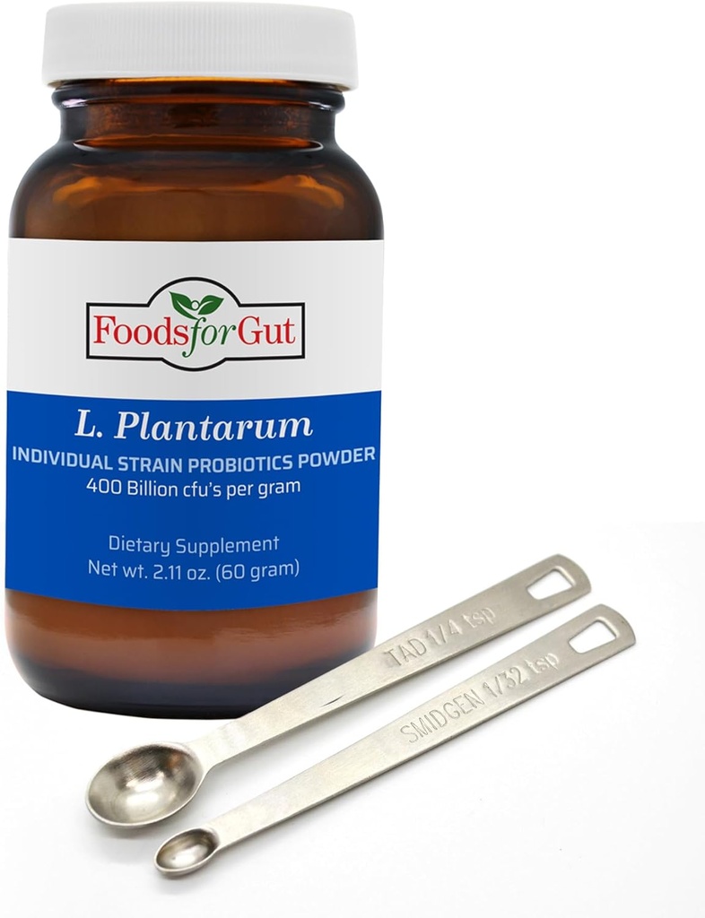 Foods For Gut Lactobacillus Plantarum Probiotic Powder 400 Billion cfu's | Made in USA | No Additives | Direct from Manufacturer | No Third-Party Storage | Immune Support | 60 Grams (2.11 OZ)
