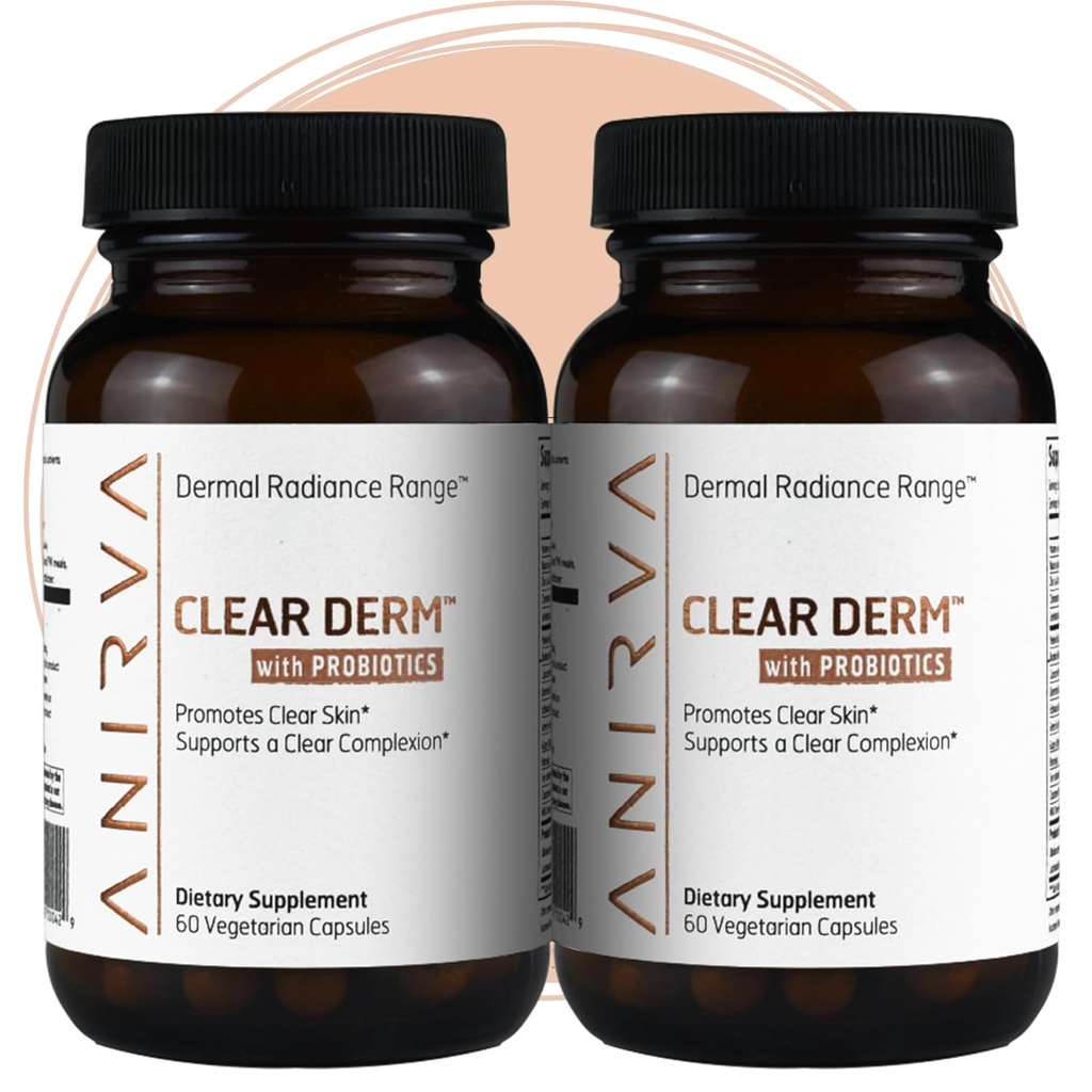 2-Pack Acne Pills with Zinc for Adults, Acne Pill for Hormonal Acne, Zinc Pills for Acne Treatment, Probiotics for Acne, Zinc Supplements for Adult Acne - Anirva Clear Derm With Probiotics