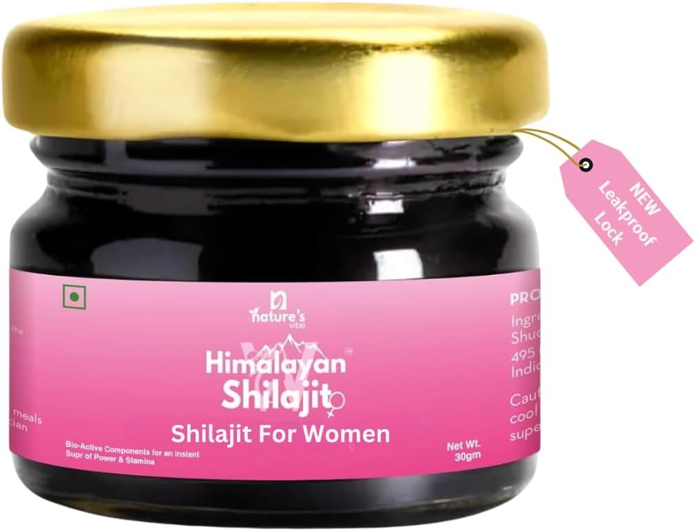 Nature's Vibe Pure Shilajit for Women - Energy, Strength, Hormone Balance for Womens, Gold Grade A Shilajit Resin with Ashoka, Shatavari & Chastberry - 85+ Minerals - 60 Serving