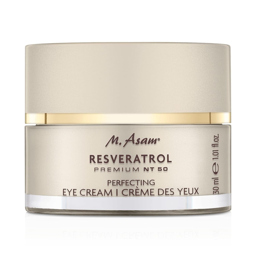 M. Asam Resveratrol Premium NT50 Perfecting Eye Cream – Anti-aging under eye cream with resveratrol & hyaluronic acid to smooth wrinkles & fine lines, vegan formula, 1.01 Fl Oz