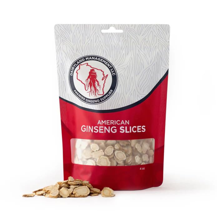 Dairyland American Ginseng Slices - 4 oz Pack Wisconsin Ginseng Slices – Certified Something Special from Wisconsin - Non-GMO, Gluten Free Sliced Root - Herbal Supplement in Soup, Tea, Congee