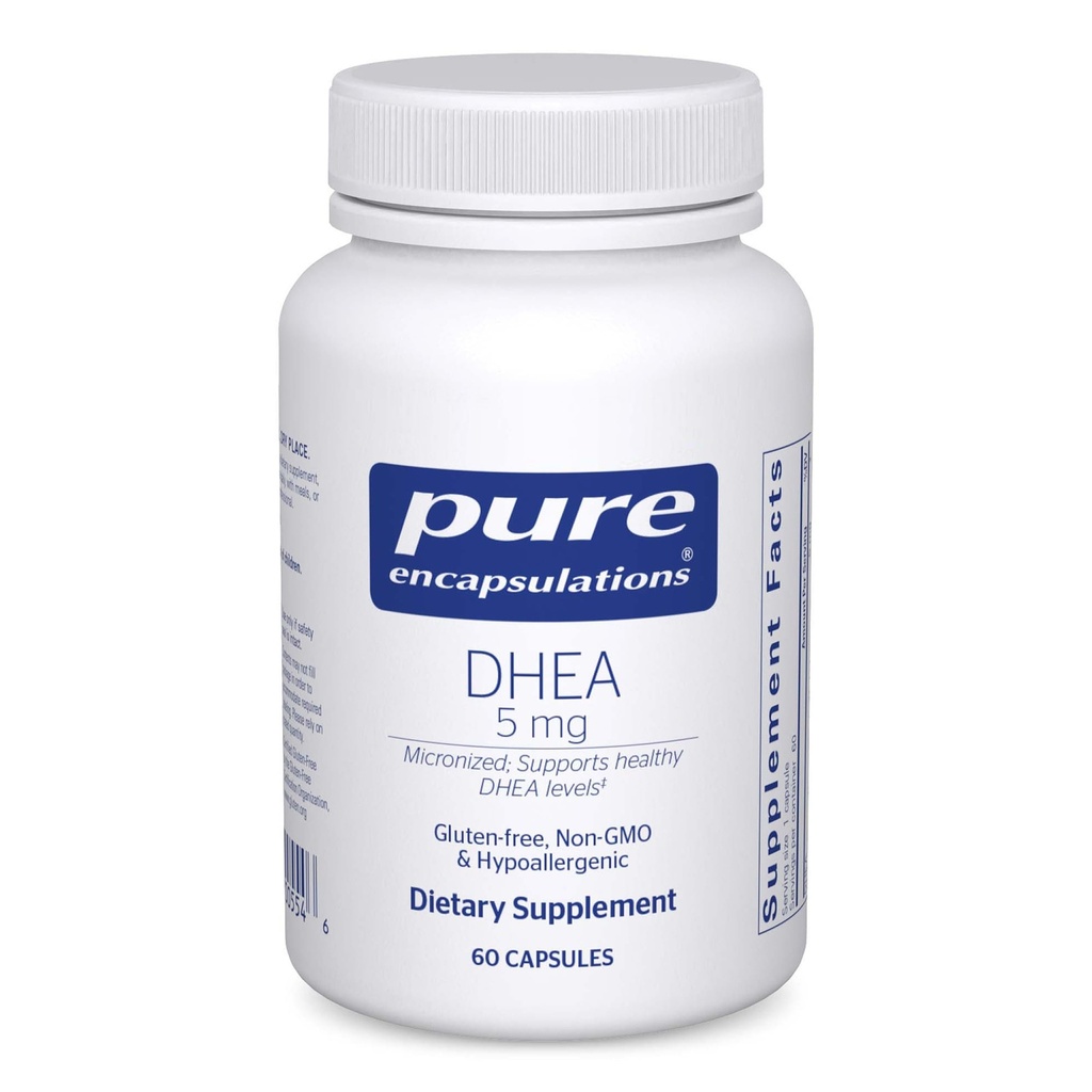 Pure Encapsulations DHEA 5 mg - Immune Support & Hormones Balance* - Micronized DHEA - Gluten Free & Vegan - 60 Capsules