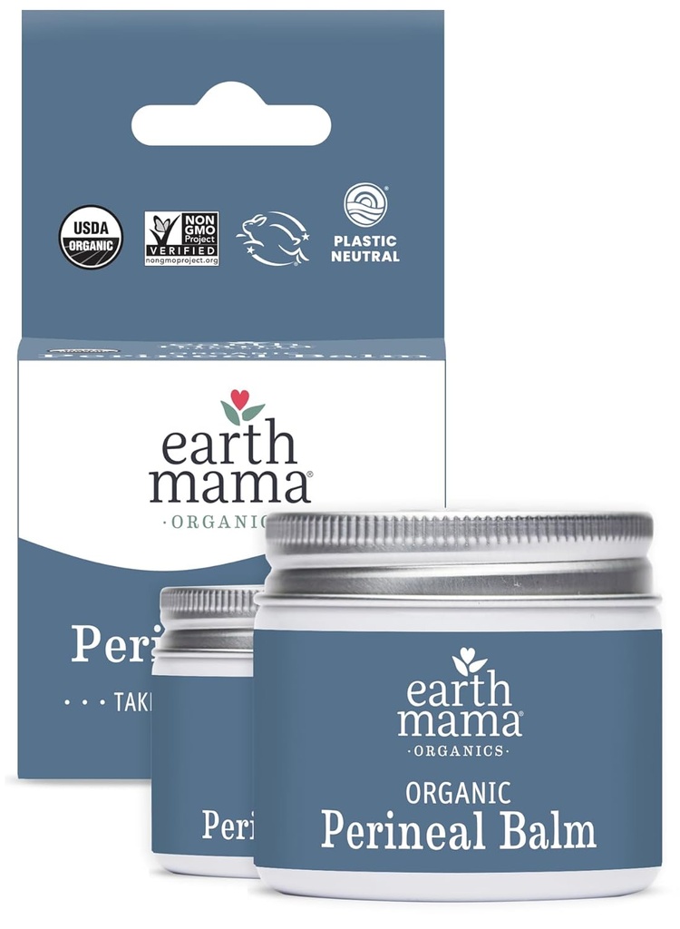 Earth Mama Organic Perineal Balm | Naturally Cooling Herbal Salve for Pregnancy and Postpartum Relief with Witch Hazel & Calendula, Feminine Care Essentials, No Benzocaine or Butane, 2-Oz (2-Pack)