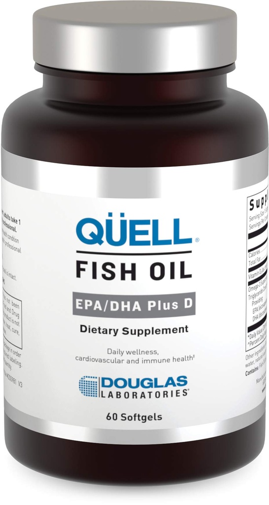 Douglas Laboratories Quell Fish Oil EPA/DHA Plus D | 3:2 Ratio of EPA to DHA Essential Omega 3 Fatty Acids Plus 1,000 I.U. of Vitamin D3* | 60 Softgels