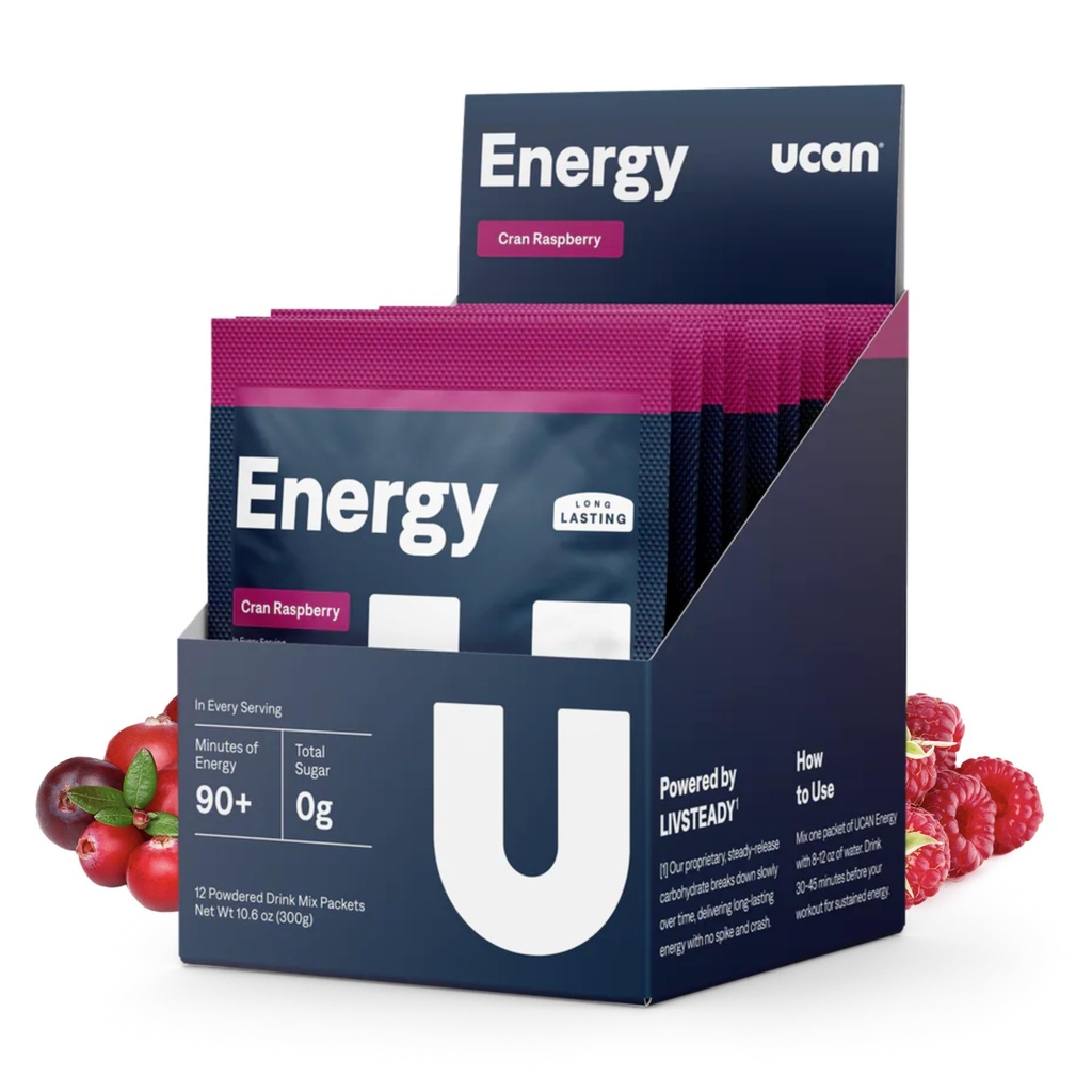 UCAN Energy Powder, Cran-Raz, Keto, Sugar-Free Pre & Post Workout for Men & Women, Non-GMO, Vegan, Gluten-Free, Great for Runners, Gym-Goers and High Performance Athletes (12 Servings, 25g)