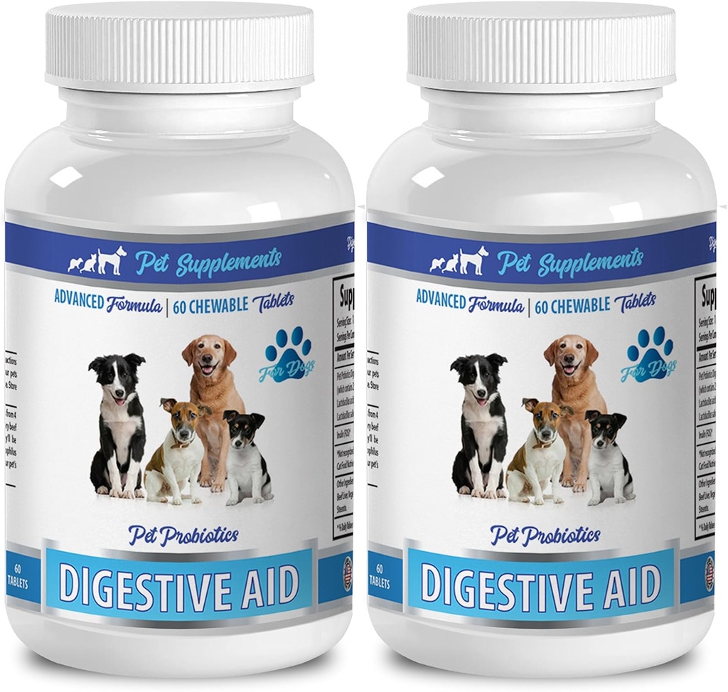 PET SUPPLEMENTS & NUTRITION LLC Dog Gas Treats - Dog Digestive AID PROBIOTICS - Natural Approach - Solution to Bad Breath and Gas - Counter Diarrhea - acidophilus for Dogs - 2 Bottles (120 Treats)