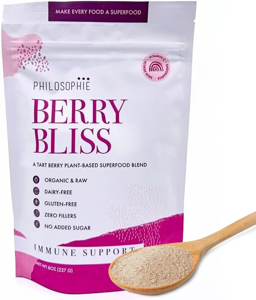 Philosophie Plant Based Superfood Powder - Vegan Protein Powder with Rice Protein, Maca Root Powder & Acai Berry - Organic Dairy Free Superfood Blend - Protein Powder Without Artificial Sweeteners