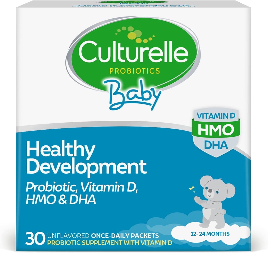 Culturelle Baby Healthy Development Probiotic, Vitamin D,HMO & DHA Packets, Helps Promote a Healthy Immune System&Digestive System* in Babies & Kids Ages 1+,Gluten Free & Non-GMO, 30 Count (Pack of 1)